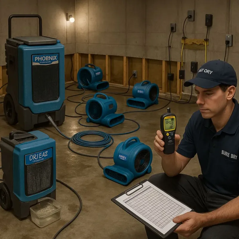 Structural Drying and Dehumidification process in Corrigan, TX